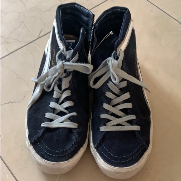 Used Men’s navy Golden Goose high top sneakers - Picture 1 of 9